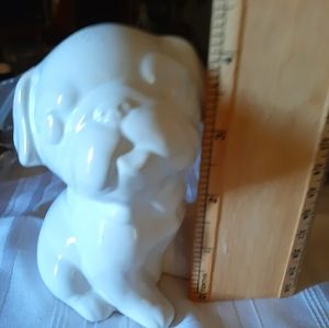 White Pug Dog Piggy Bank Ceramic White Collector